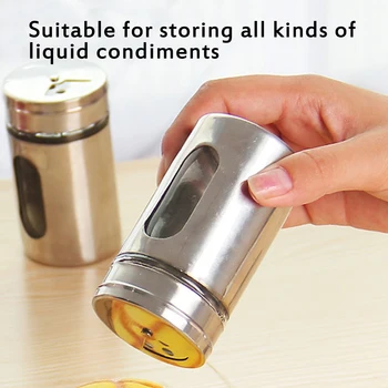 

Spice Jar Stainless Steel Glass Pepper Shaker Bottle Seasoning Condiment Seal Storage Bottle Cooking Kitchen Tool 100ML