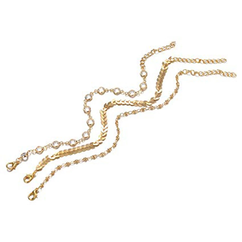 Ankle Chain Женский Кристалл для девушки Золотой многослойный ножной браслет кисточки ноги браслет ножной браслет украшения Аксессуары - Окраска металла: Ankle Chain