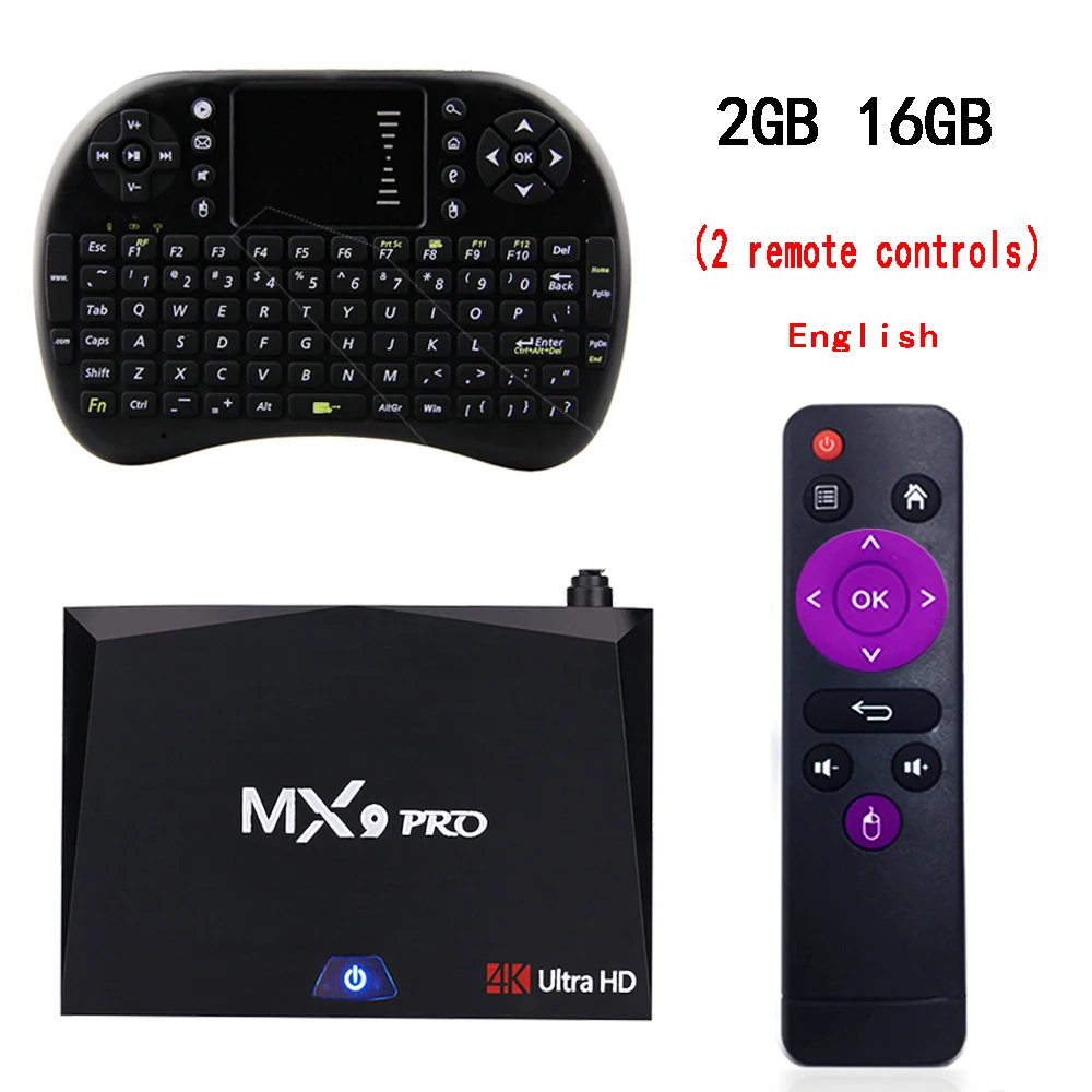 MX9 Pro 4 ГБ 32 ГБ Android 7,1 ТВ приставка RK3328 Четырехъядерный 4K VP9 3D 2,4G 5G WiFi BT4.1 смарт-приставка PK X96 X96 MINI - Цвет: 16GBwith i8 keyboard