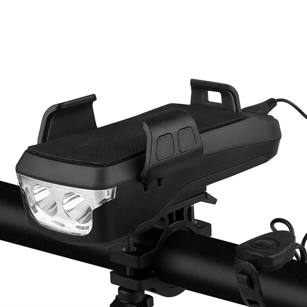 

Multi-function Bicycle Light USB Rechargeable LED Bike Head Lamp Bike Horn Phone Holder Powerbank 4 in 1 MTB Cycling Front Light