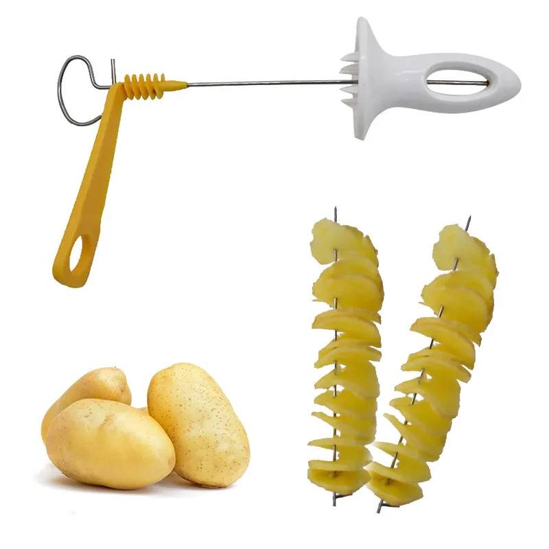 

Tornado Potato Spiral Cutter Slicer Spiral Potato Chips 4spits Potato Tower Making Twist Shredder Cooking Tools