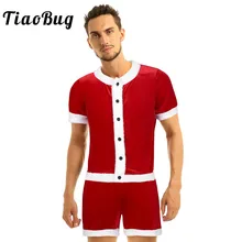 TiaoBug, мягкий бархатный Рождественский костюм Санты, красные топы с короткими рукавами и шорты, набор для мужчин, для рождественской вечеринки, косплей, модный наряд