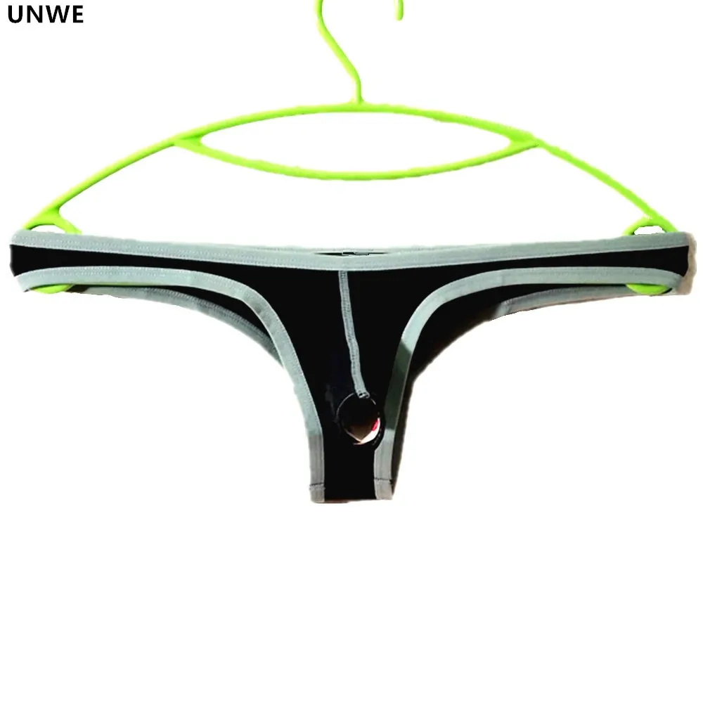 UNWE с отверстием для пениса тонкие мужские стринги сексуальное нижнее белье