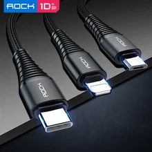 3 в 1 usb type-C Micro USB и зарядный кабель для iPhone зарядное устройство ROCK Hi-tension зарядный USB кабель для iPhone X 8 7 6 6 Plus