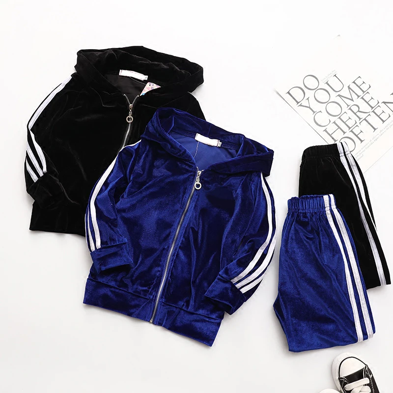 Baby-Casual-Tracksuit-Children-Set-Girl-Cotton-Solid-Jacket-Pants-2Pcs-sets-Kids-Leisure-Sport-Suit