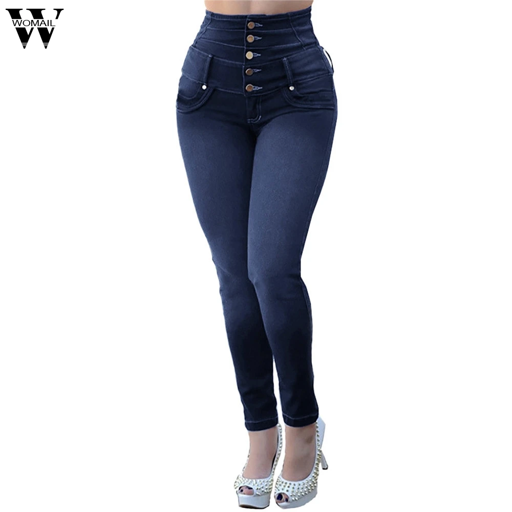 

Womail New Arrival Jeans Wholesale Woman Denim Pencil Pants Top Brand Stretch Jeans Zipper Fly Pant Women High Waist Jeans 2019