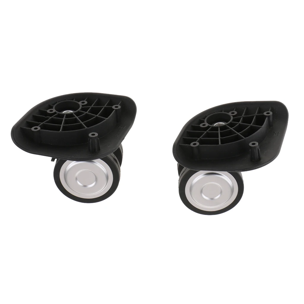2 Packs Plastic Left & Right Luggage Suitcase Wheels Swivel Universal Casters Replacement Part (Dual Roller ) YJ-2016 Black