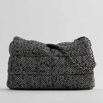 

Casual Chain Women Messenger Bag Designer Canvas Shoulder Crossbody Bags for Women 2020 Fashion Purse Female Black Women's Bag