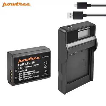 

Powtree LP-E10 LPE10 LP E10 Camera battery + USB LCD Charger for Canon EOS 1100D 1200D 1300D Rebel T3 T5 T6 KISS X50 X70 Battery