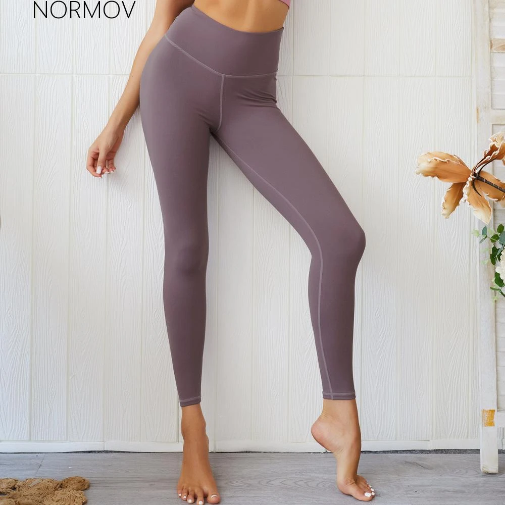 NORMOV Seamless Slim Pants Women High Waist Sport Gym Workout Peach Hip Leggings Workout Breathable Sexy Slim Stretchy Leggings trousers for women
