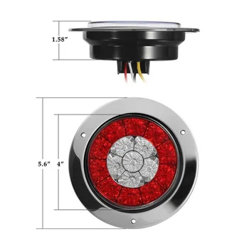 

Red+White Tail Lights Brake Stop Turn Signal Backup 24V Vehicles Trailers