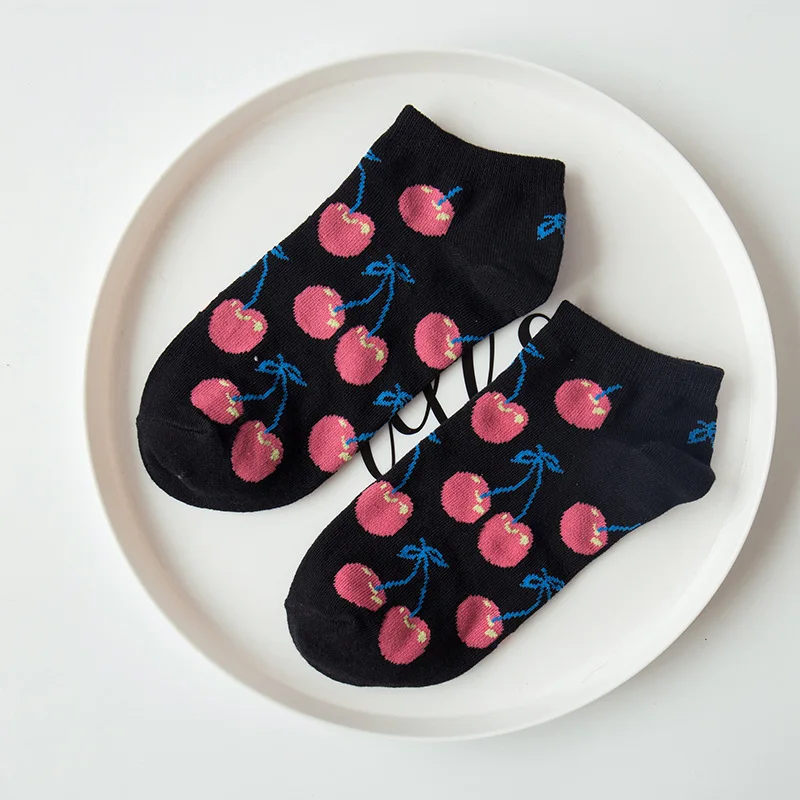 Lente zomer Hoge Kwaliteit Leuke Grappige Harajuku/ботинки с рисунком из мультфильма; sokken fruit Patroon; повседневная обувь Katoen Korte Sokken voor vro