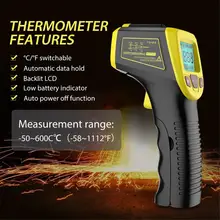 Cyfrowy termometr na podczerwień bezdotykowy laserowy wyświetlacz temperatury na podczerwień LCD pistolet pirometr Tester przemysłowy przyrząd do pomiaru temperatury tanie tanio VAHIGCY Infrared Thermometer Rohs CN (pochodzenie) Digital Infrared Thermometer 120 ° C i Powyżej Przemysłowe Bateria AAA