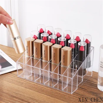 

24 Grid Acryli clipstick Holder Storage Box Makeup Organizer Cosmetic Box Stand Nail Polish make up organizer Tool