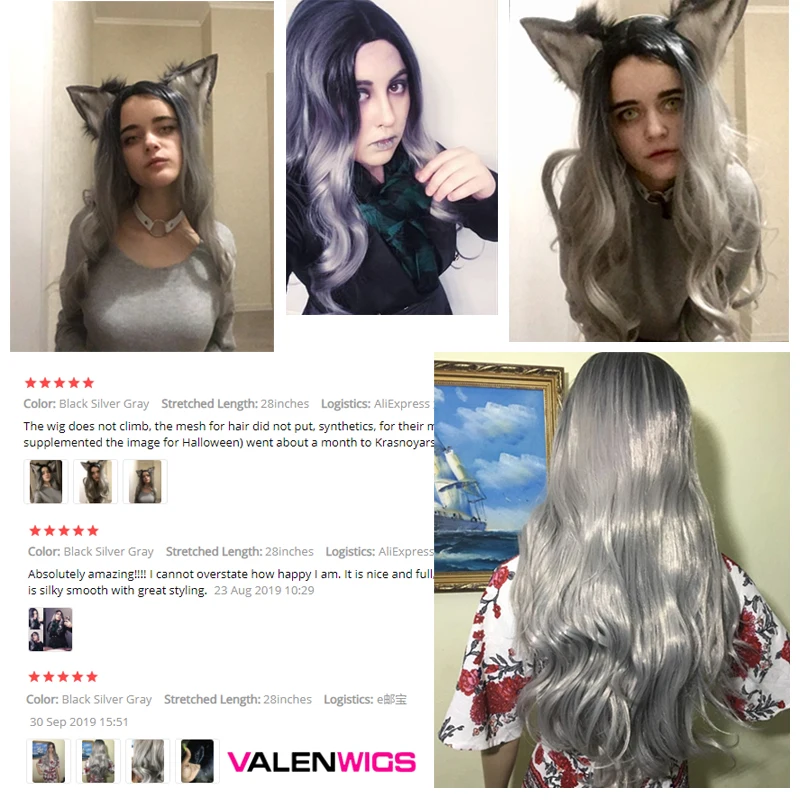 Парик ValenWigs с эффектом омбре двухцветные синтетические парики от черного до