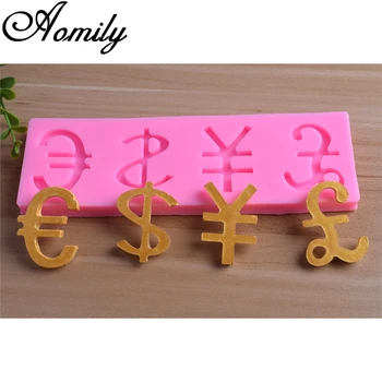 

Aomily Euro USD RMB Pounds Chocolate Mold Silicone Molds Money Symbol Mold Fondant Cake Decorating Tools Fondant Molds