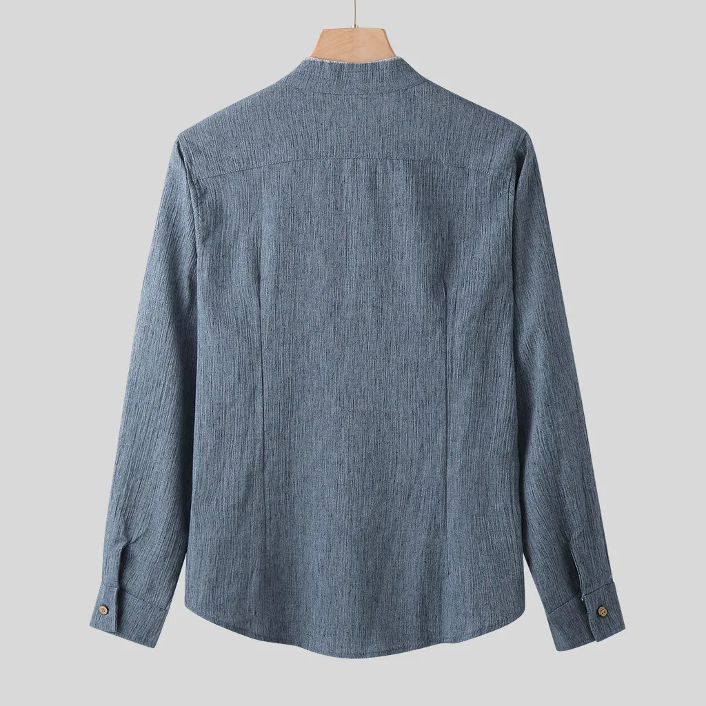 Vetement femme модная мужская рубашка camisa masculina Осенняя Повседневная хлопковая блуза с длинными рукавами и круглым вырезом