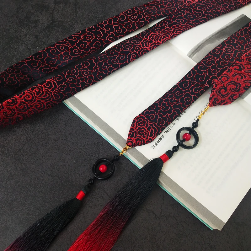 

Yiling hanfu Hair Band Magic Patriarch Pendant ti hua chou Textured Reddish Black Gradient Tassels Hair Accessories