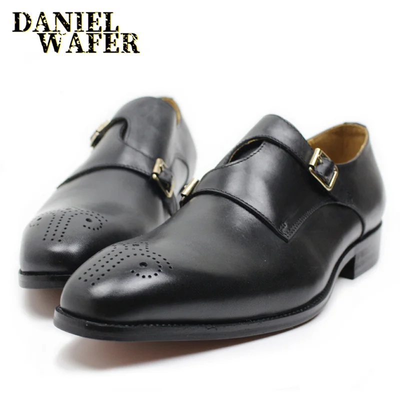 

ELEGANT MEN CASUAL SHOES GENUINE LEATHER OFFICE BUSINESS WEDDING SHOES BUCKLE STRAP POINTED TOE CASUAL SHOE MEN LOAFERS LEATHER