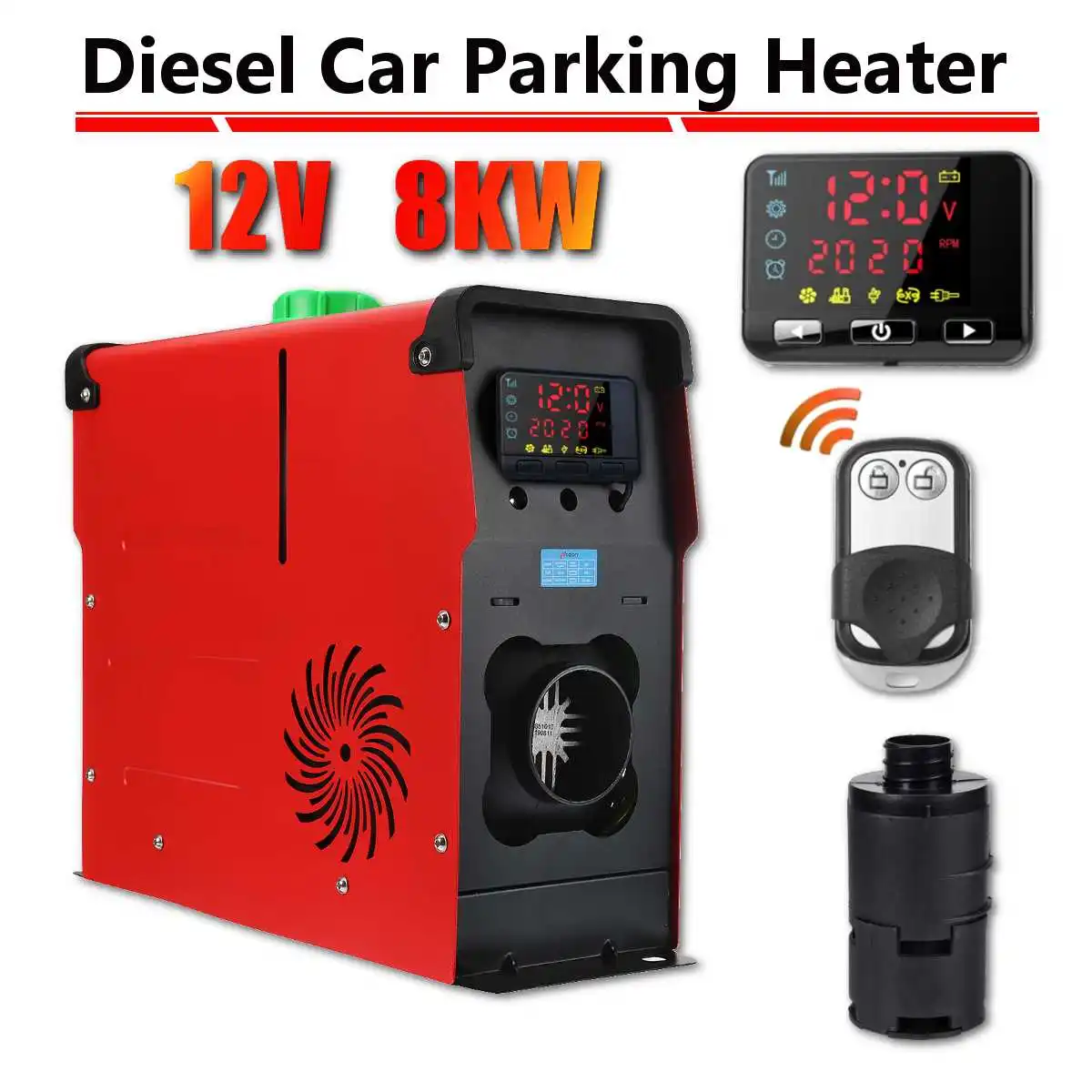 All In One 8000W Air diesels Parking Heater 8KW 12V Car Heater For Trucks Motor-Homes Boats Bus+LCD key Switch+Remote Control