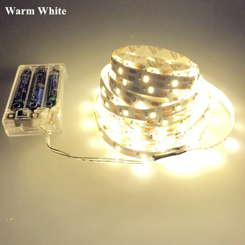 Tira de luces LED moderna con pilas 3AA, cinta de 50CM, 1M, 2M, 3M, 4M, 5M,  no impermeable, con caja de batería, 60leds 3528/M - AliExpress