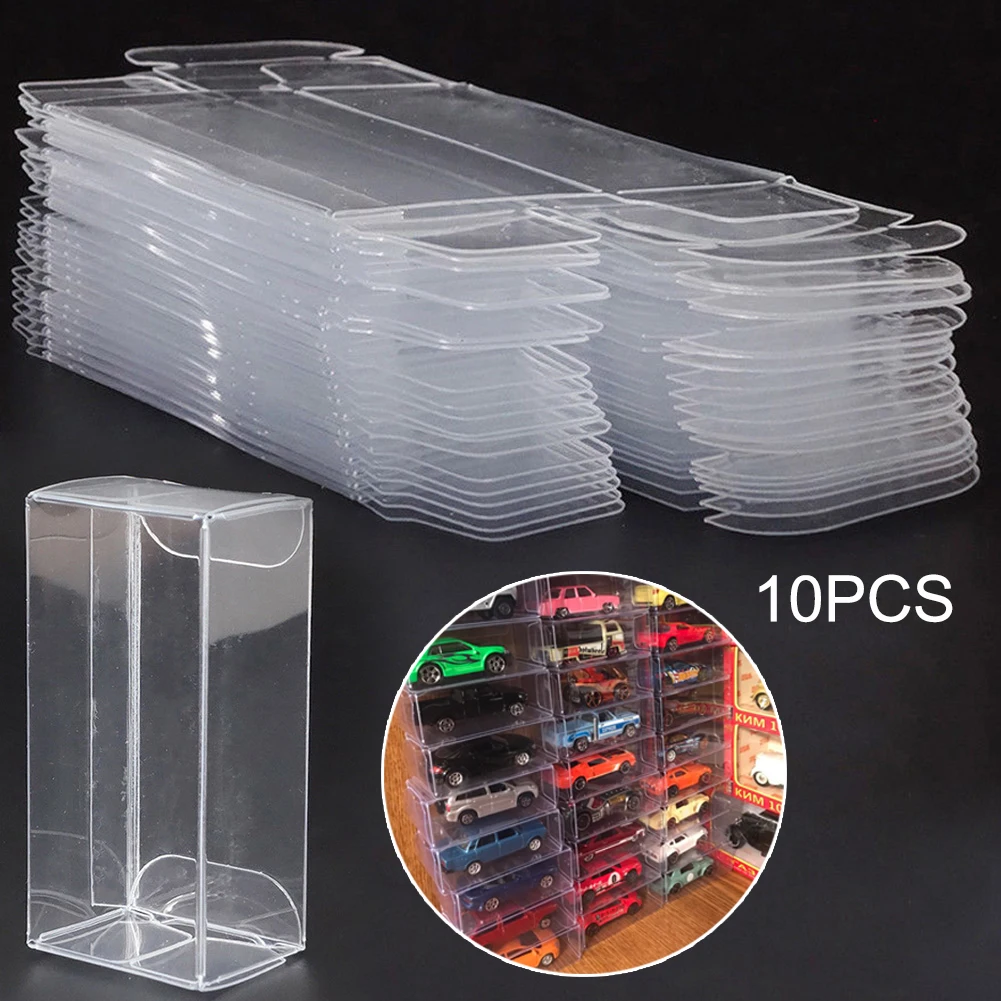 

10 Pcs PVC Clear Toy Car Model 1/64 Dust Proof Display Protection Box