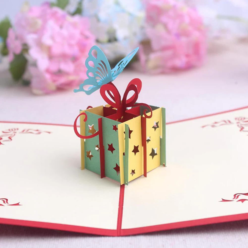 3D Торт поздравительная открытка DIY С Днем Рождения Бумаги юбилей подарок с открытки с конвертом ручной работы Вечерние принадлежности благословение