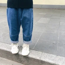 Tckids детская одежда настраиваемые 18 осень и зима мужчины и женщины детские брюки в стиле ретро ноги простроченные джинсы