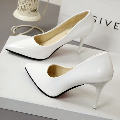 white 7cm Новинка года; сезон весна-осень; женские тонкие туфли в Корейском стиле; модные женские туфли на высоком каблуке с острым носком и бантом - Color: white 7cm