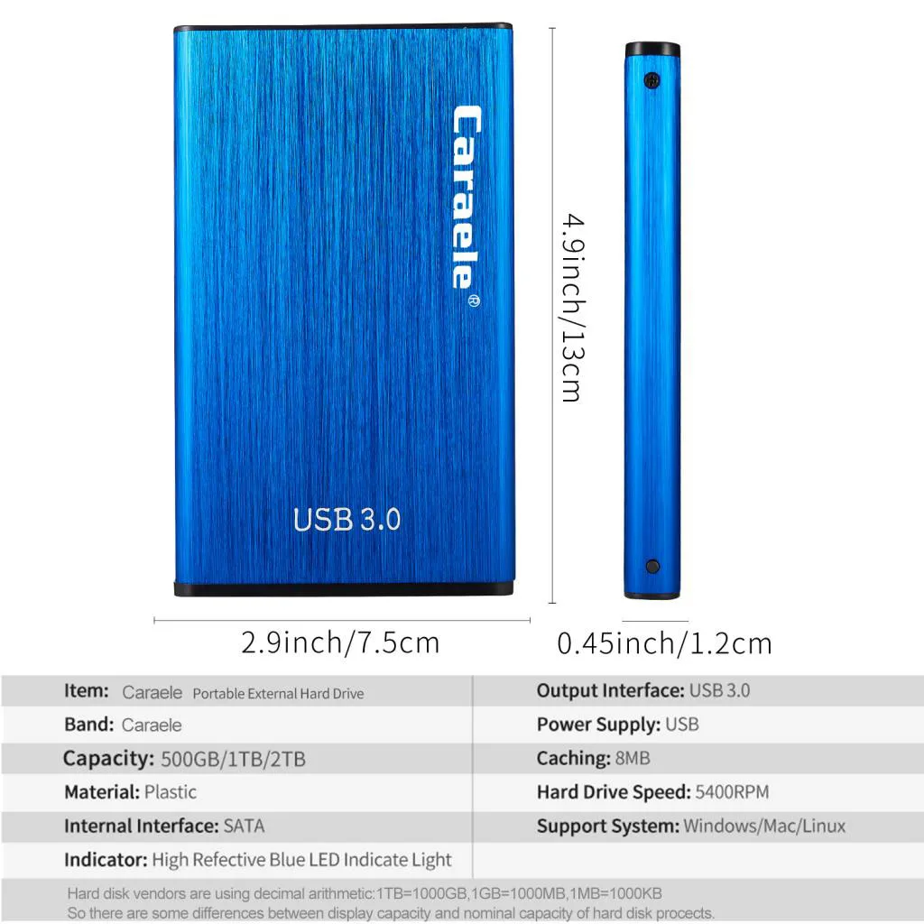 USB 3,0 внешний жесткий диск 500 Гб/1 ТБ/2 ТБ 2,5 дюйма 5 Гбит/SATA Данные HDD кейс для хранения ультра тонкий и компактный размер идеально подходит