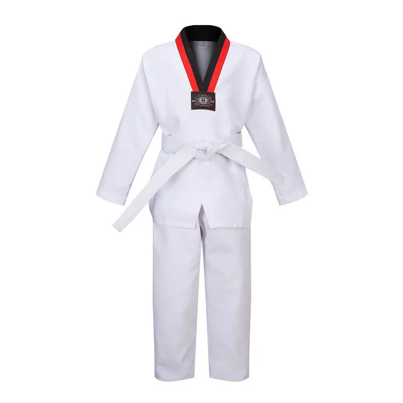 Taekwondo Clothing Karate Uniform For Adult Kids Student Beginners Kung Fu Clothes Martial Art Suits with Free Belt Black or Red (23) -