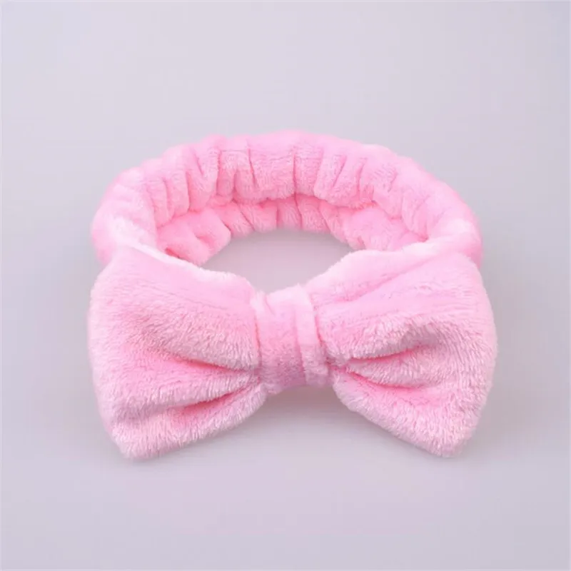 pink Женская повязка на голову из кораллового флиса для макияжа, мягкий держатель для волос для мытья лица, эластичные повязки для волос с узлом, аксессуары для волос для девушек - Цвет: pink