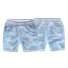 Летняя одежда новые стильные детские джинсовые шорты с дырками детские ковбойские шорты в Корейском стиле для мужчин и женщин