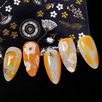 

Laser Gold Silver 3D Nail Art Sticker Stripe Waved Line Design Transfer Decal Self-adhensive Slider Paper Manicuring Decoration