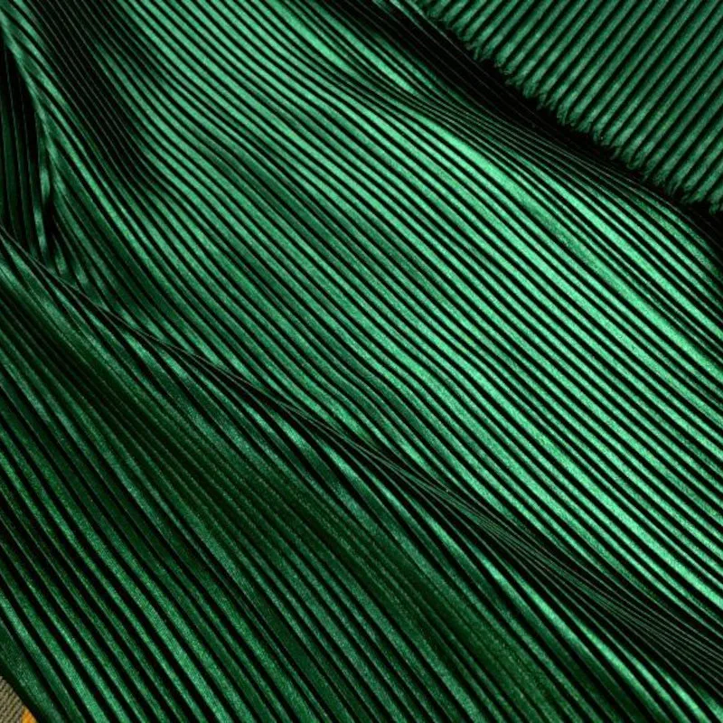 3/5/10m Crepe Wrinkle Accordion Fold Pleated Satin Fabric Designer Plisse Cloth For Sewing Dress Black White Blue Green By Meter