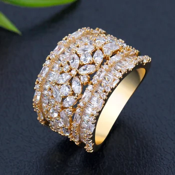 

BrideTalk Luxury Ring Geometry Bold Statement for Women Bridal Engagement Wedding Jewelry Cubic Zirconia CZ Accessories Rings