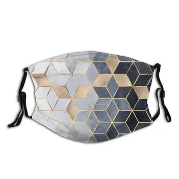 

Soft Blue Gradient Cubes Reusable Face Mask with Filter Dustproof Mask Protection Mask Respirator Mouth Muffle