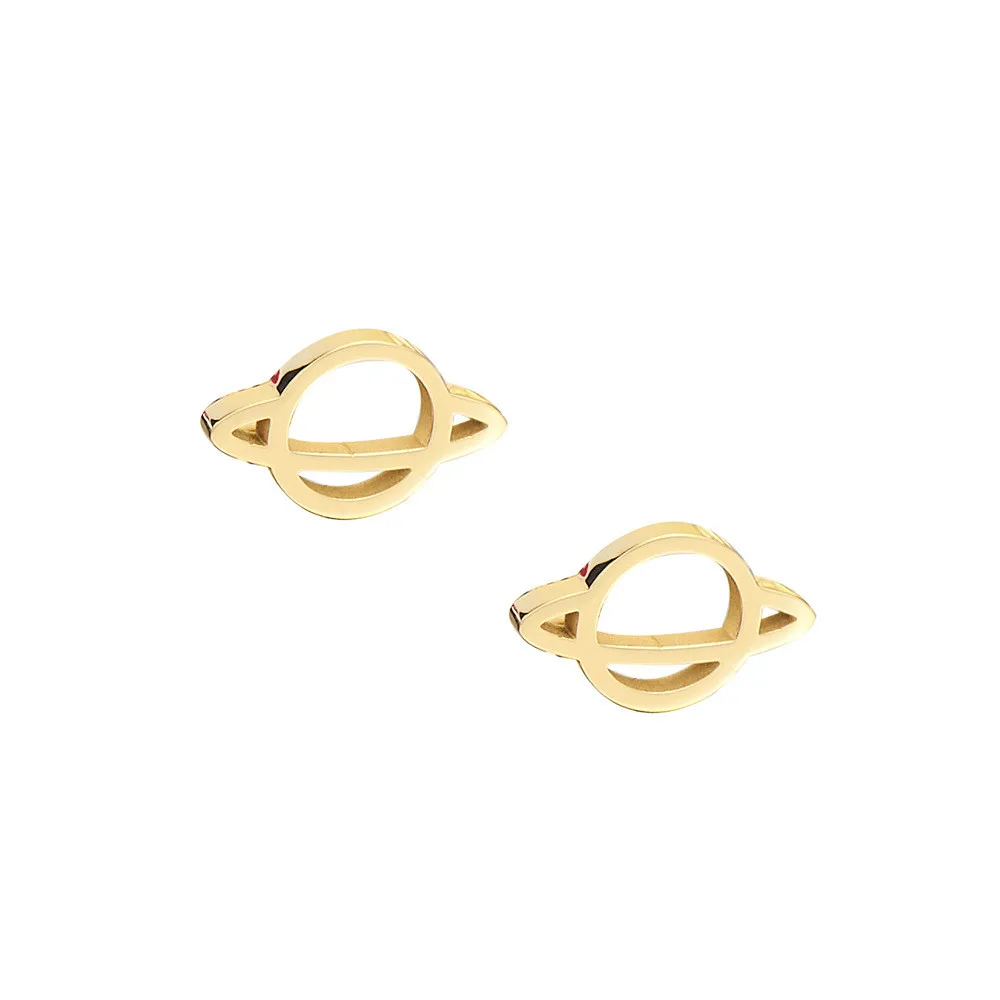 

Planet Saturn Earrings Stainless Steel Gold Color Women Jewelry Vintage Fashion Cute Planet Space Stud Earrings For Women