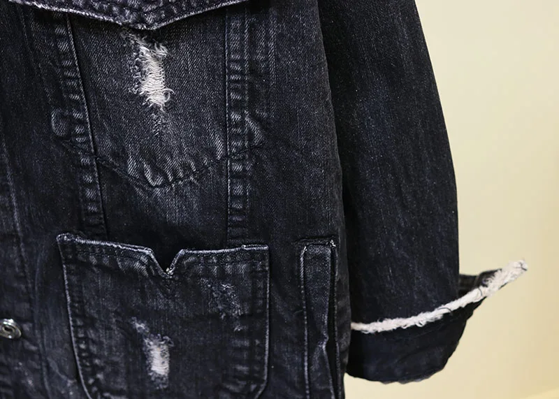 Chaquetas Mujer джинсовая куртка женское Свободное пальто с дырками повседневное BF пальто Женская куртка-бомбер уличная Куртка Jaqueta джинсовое пальто в стиле хип-хоп