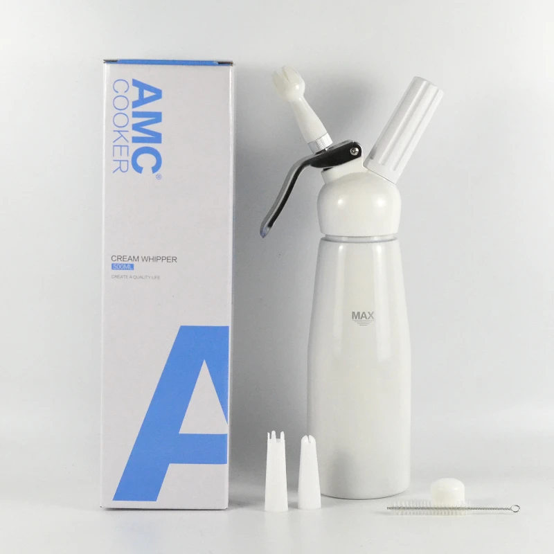 white 500ml Высшее качество 500 мл Ручной Дозатор Для взбитых сливок, кремовый Виппер с насадки для украшения капельницы десертные мини десертные чашки - Цвет: white 500ml