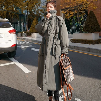 

Winter 2020 female Jacket Lamb Wool Stitching Long Parkas Coat New Fashion Thick Warm Loose Casual Oversized Women jacket M35