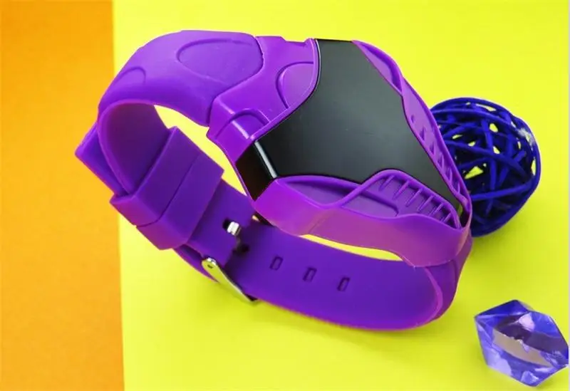 purple Светодиодный часы Уникальный дизайн Силиконовое Кольцо наручные часы Мужские часы модные цифровые часы Relojes hombre часы zegarki elektroniczn - Цвет: purple