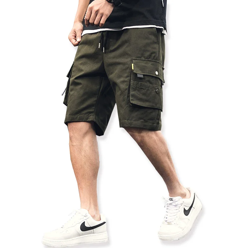Летние мужские шорты с несколькими карманами, комбинезоны, шорты, мужские с эластичной резинкой на талии, свободные хлопковые однотонные, большой размер 5XL, мужская одежда