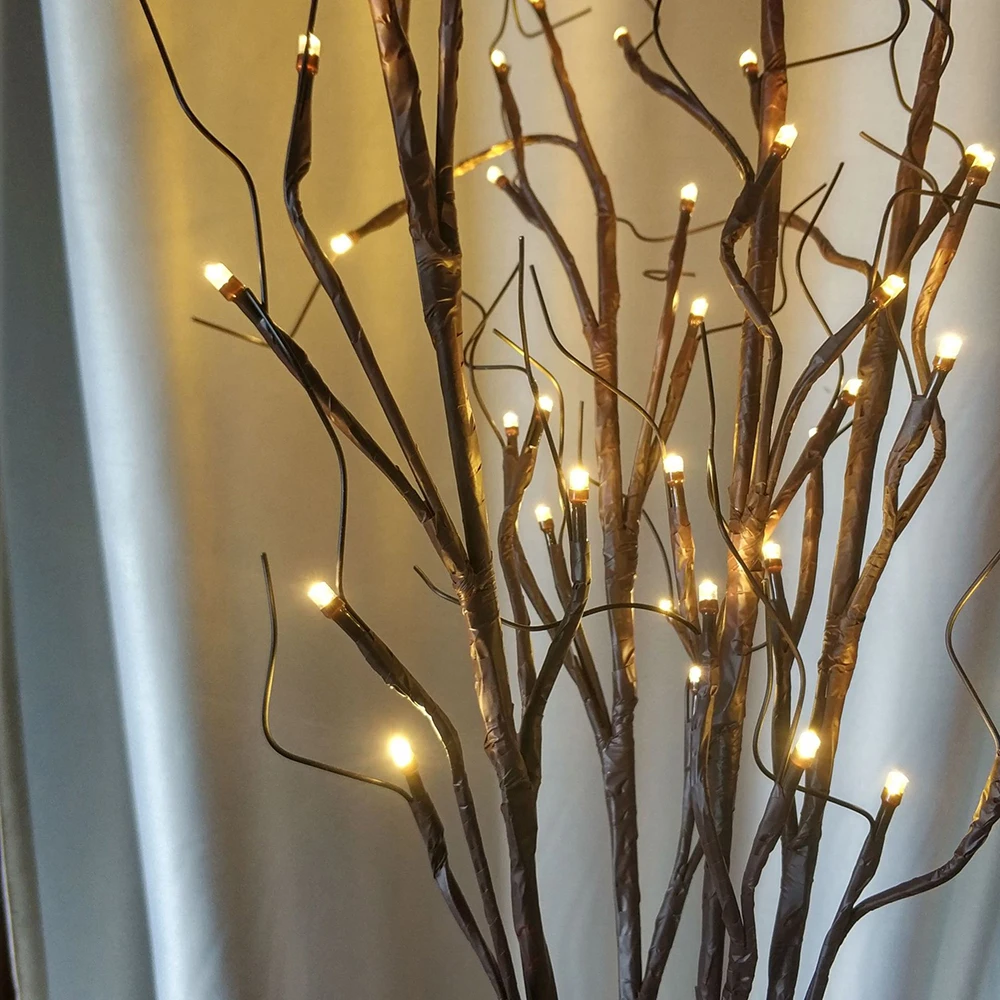 Рождественские украшения, светильник "ветви ивы", светодиодный светильник с цветами, дерево, 20 лампочек, подарок на день рождения, вечерние, для дома, праздника, на батарейках, ваза