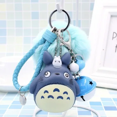 Милые брелки totoro милый Kawaii котенок брелок с котом Кольцо Аниме куклы BB пушистый меховой шар помпон брелок Шарм брелок - Цвет: A20