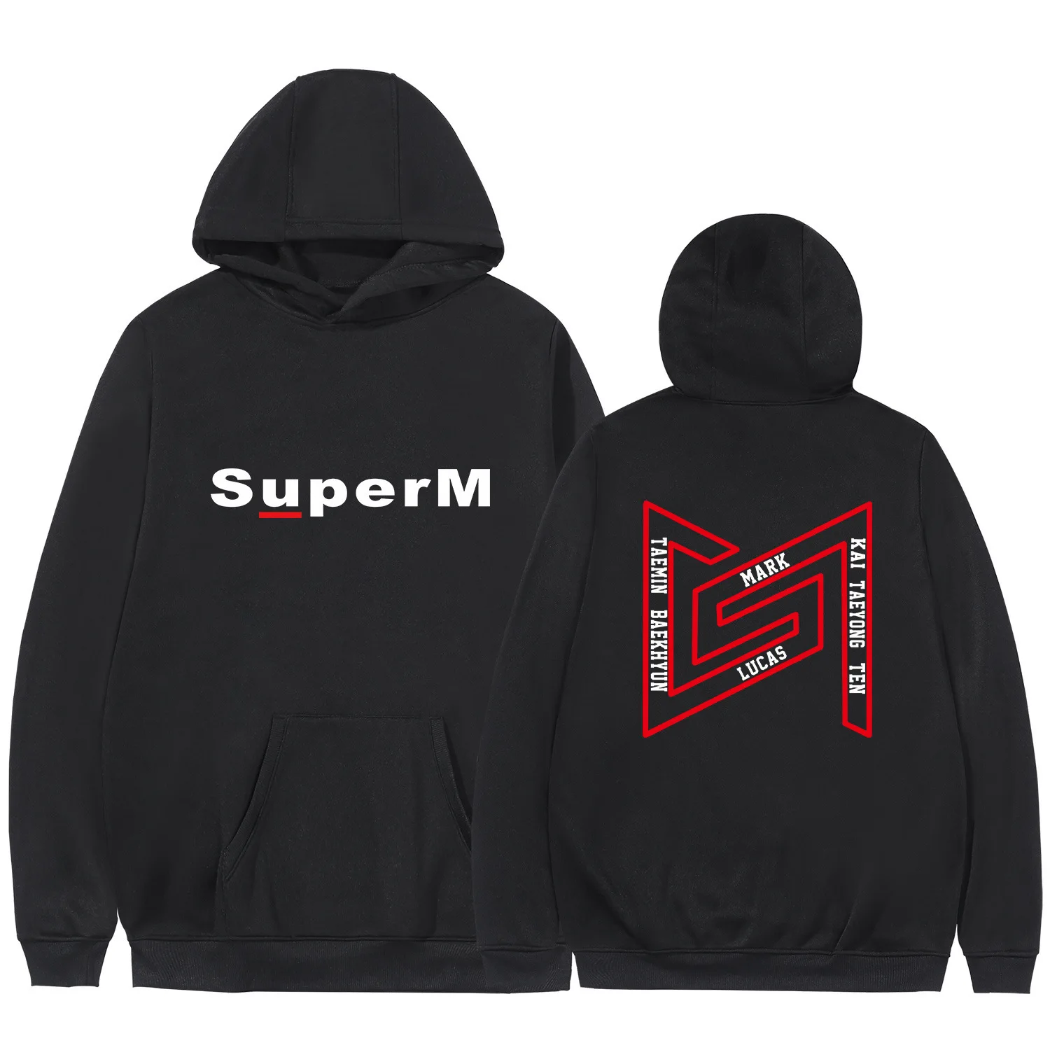 

2019 KPOP Super M Hoodies Sweatshirt Jacket Casual Oversized Hoodie Plus Size MARK Lucas Poster 4XL Concert Tour Merchandise