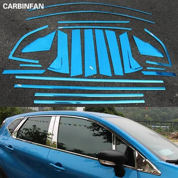 

Car body stick stainless steel glass window garnish pillar middle column strip trim 22pcs/Set For Renault Captur 2015 2016 2017