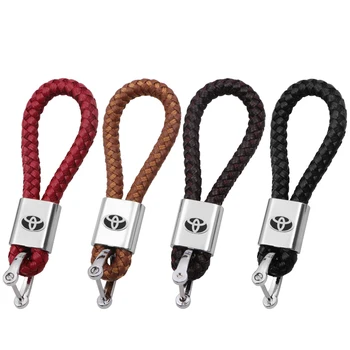 

1 PCS Leather Metal Keychain Car Key Ring Holder Housekeeper For toyota corolla chr auris rav4 yaris avensis Car accessories