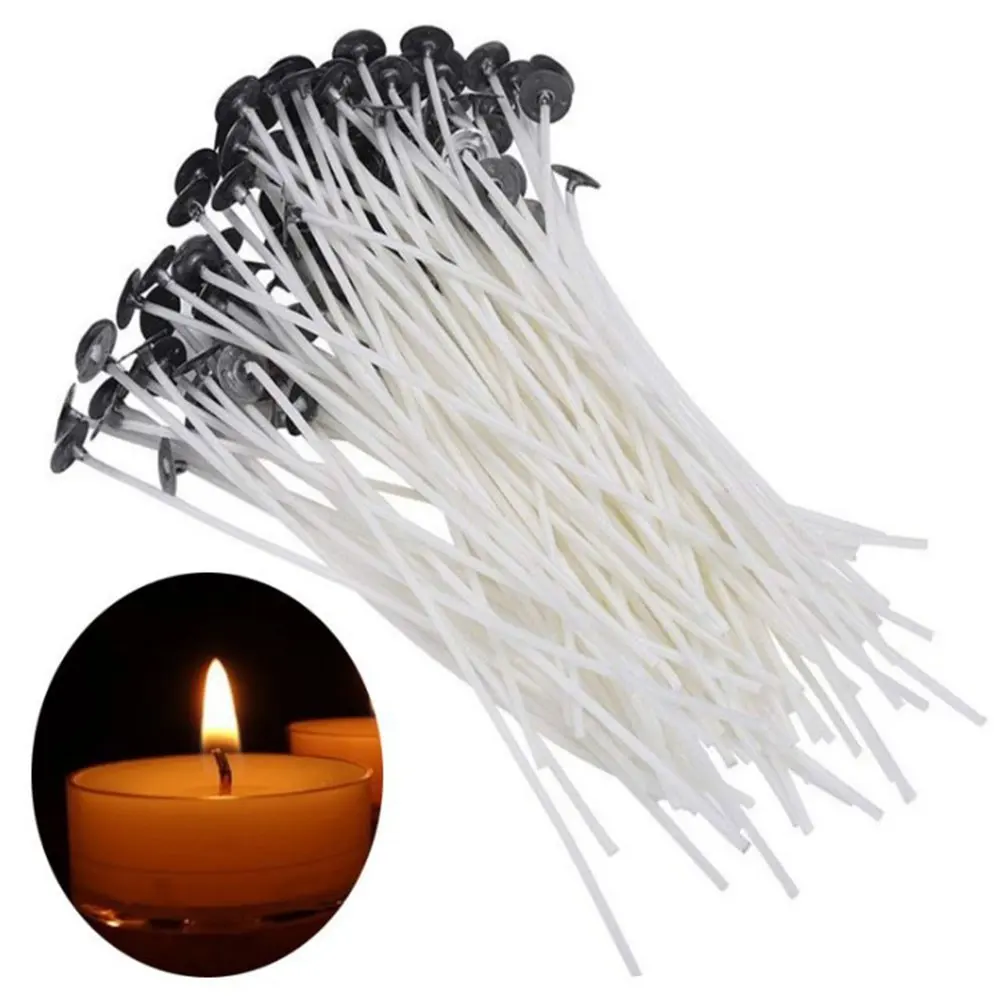 100Pcs 15CM Smokeless Candles Wick Natural Cotton Core Candle Handmade Home DIY Making Pre-Waxed Wicks Party Supplies | Дом и сад