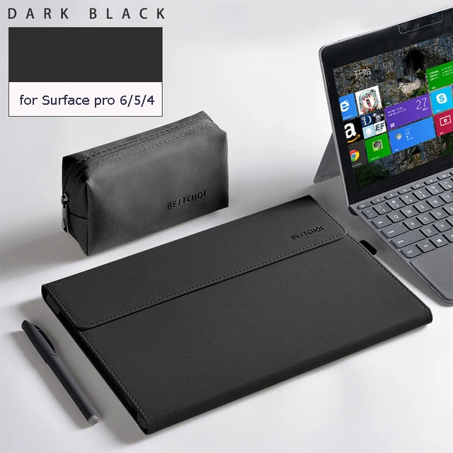 Мужской чехол для планшета для Surface pro 6 Laptop Sleeve для microsoft surface go Stand Case 12,3 дюймов для surface 5 4 Регулируемый - Цвет: Black sets pro 6 5 4